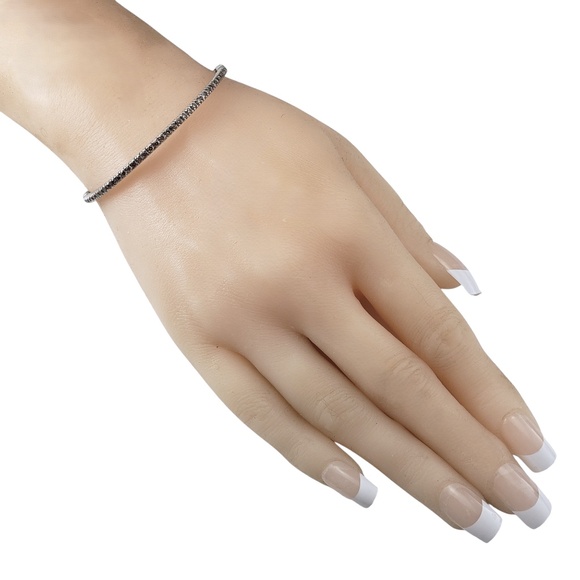 18 Karat White Gold Champagne Diamond Bangle Bracelet #20788 - Picture 7 of 8